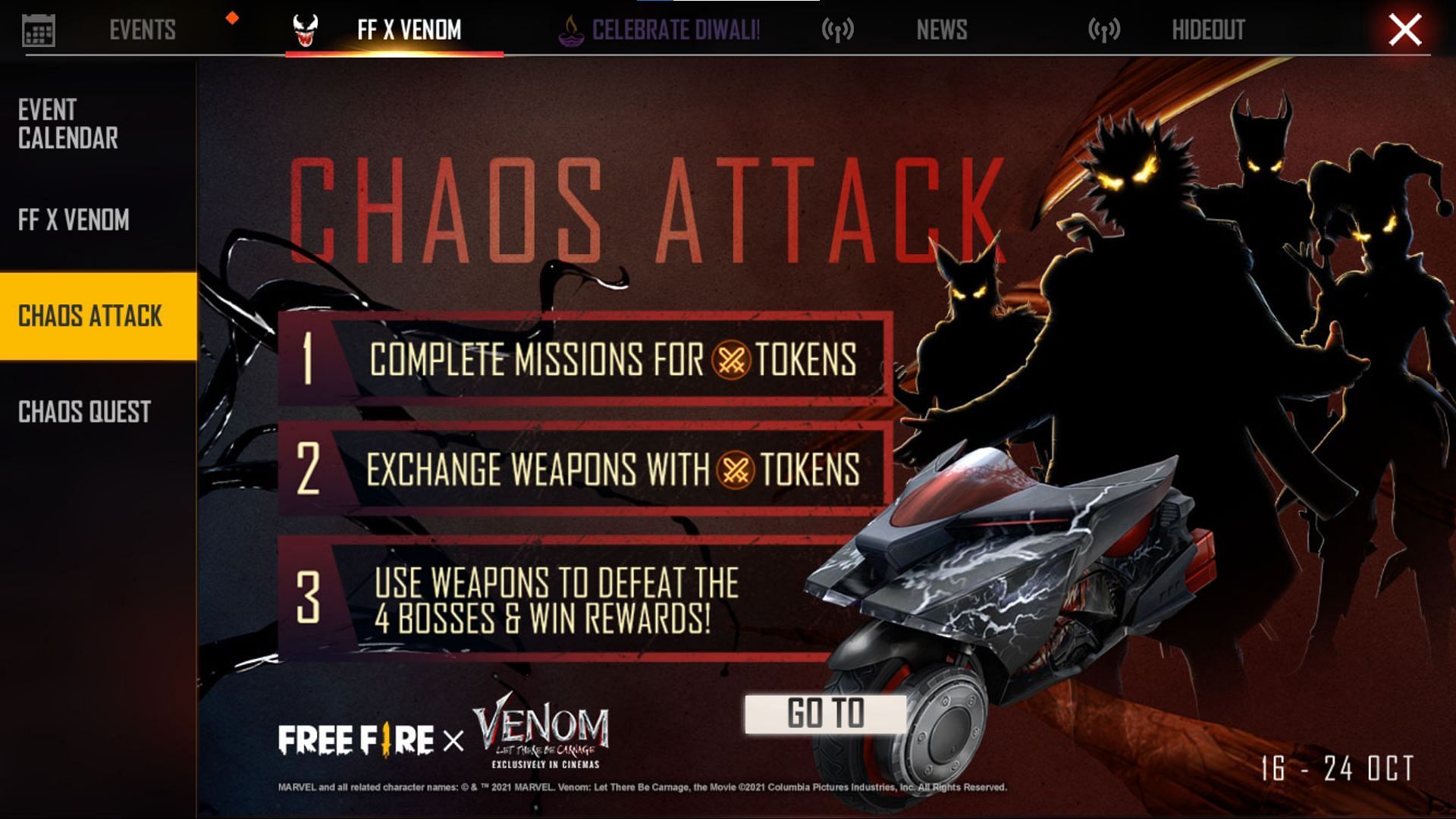 Venom Motorbike is up for grabs (Image via Free Fire)