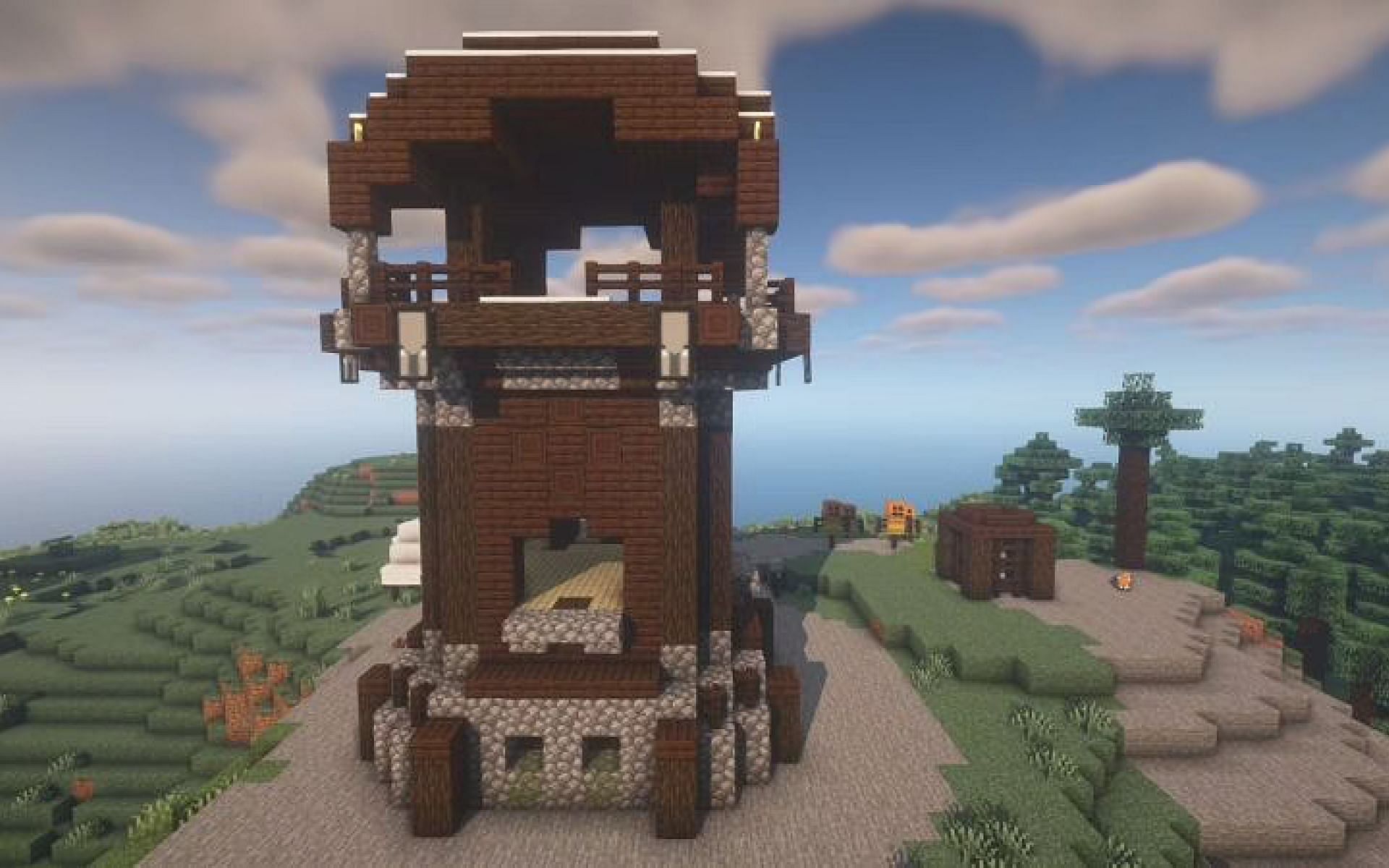 An image of a pillager outpost in-game (Image via Minecraft)