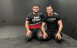 Khabib Nurmagomedov reacts to his cousin Usman's dominant submission win at Bellator 269