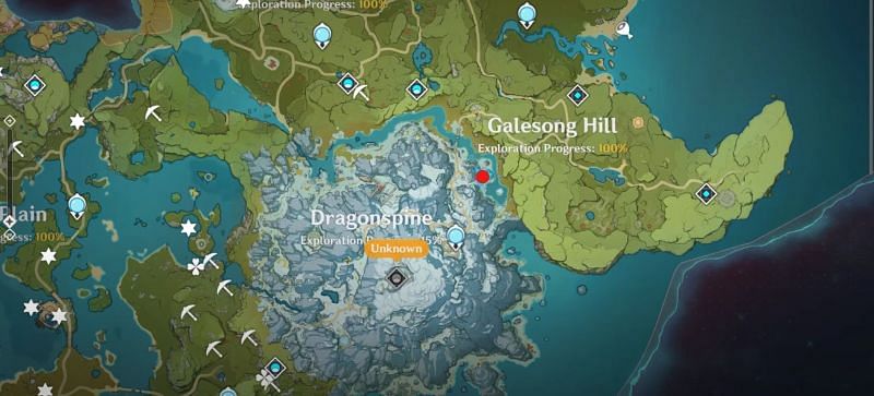 Hidden Precious Chest location in Dragonspine (Image via Genshin Impact)