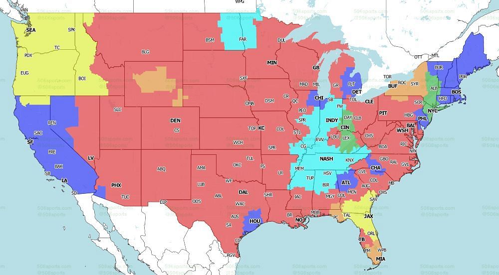NFL Week 8 Coverage Map TV Schedule, Channel and Time for 202122 Season
