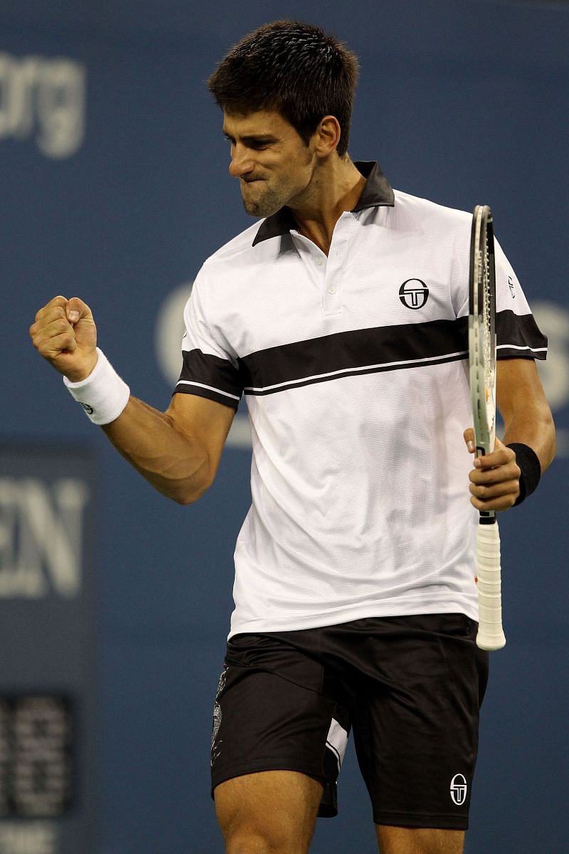 Novak Djokovic in action against Rafael Nadal in the 2010 US Open finals