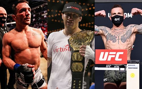 UFC lightweight contenders Michael Chandler (left), Justin Gaethje (center), and Gregor Gillespie (right)