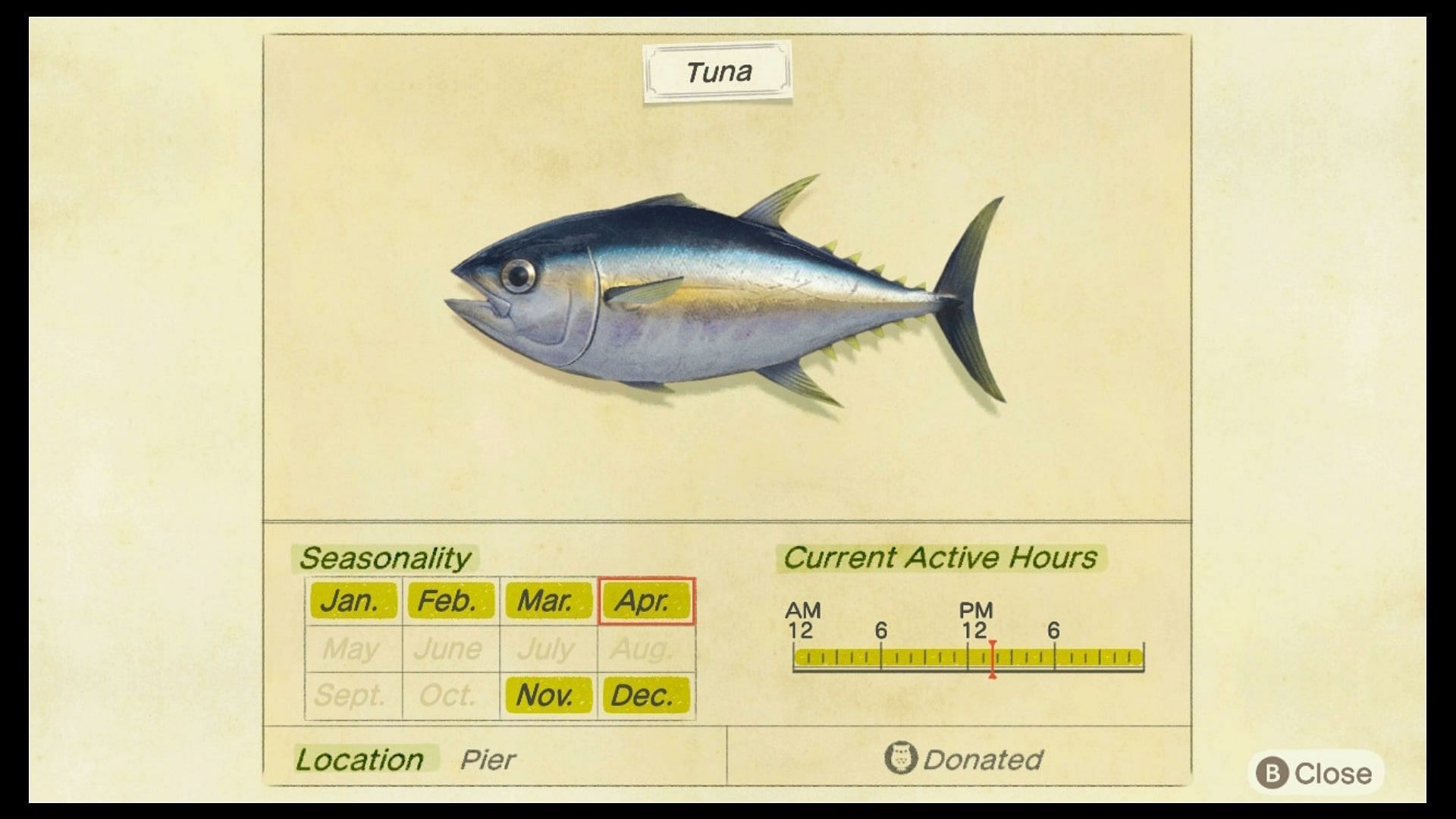 Tuna will be available in the next few days in Animal Crossing. Image via Nintendo