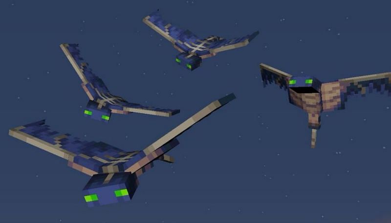 Phantoms soaring through the night sky (Image via Minecraft Wiki)
