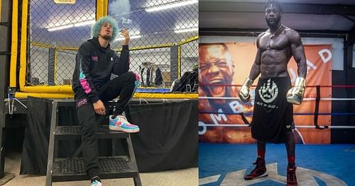 Sean O'Malley (left), Deontay Wilder (right) [Images courtesy @sugaseanmma @bronzebomber on Instagram]