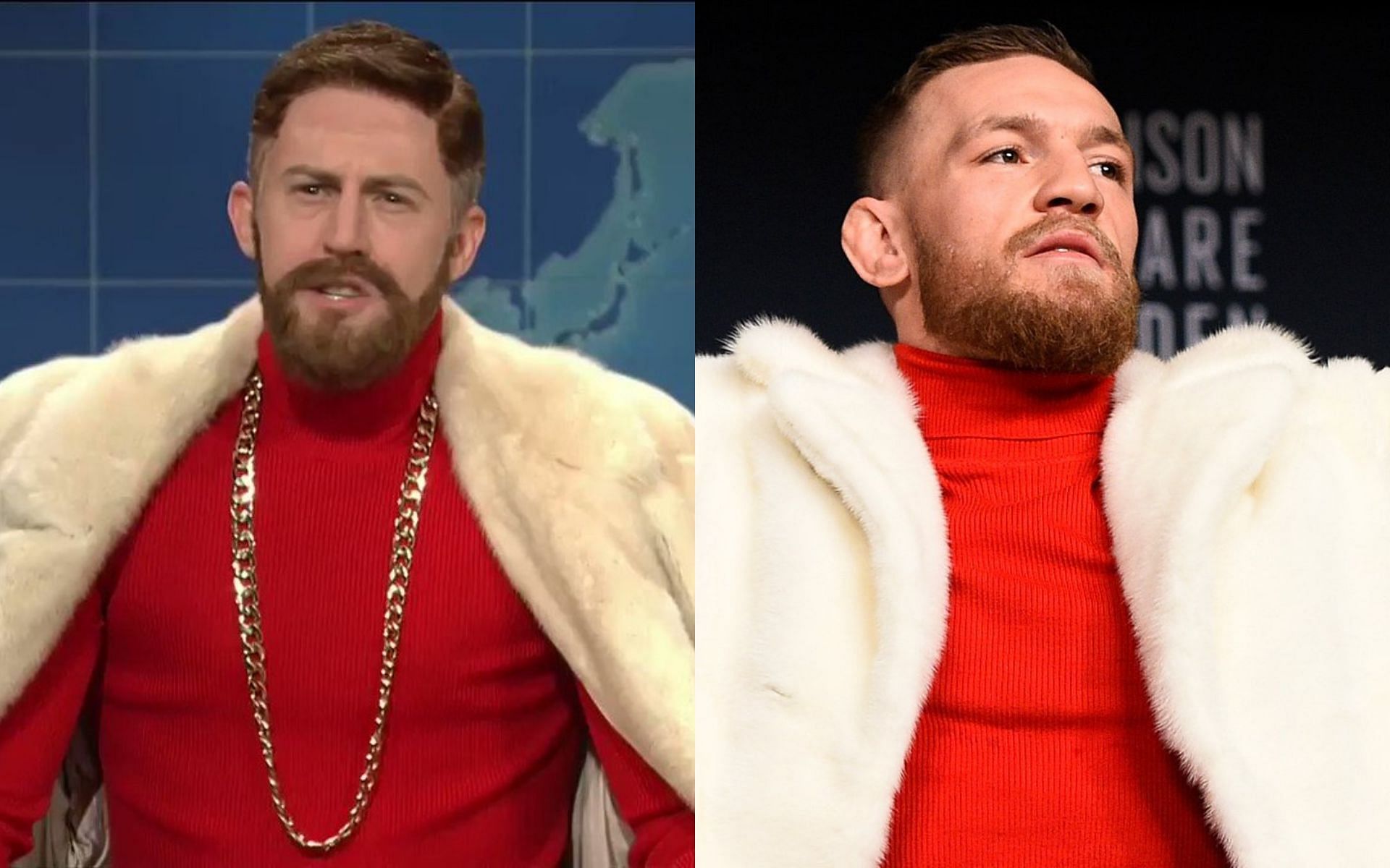 Conor McGregor was mimicked at the Saturday Night Live show before his mega-fight with Floyd Mayweather [Credits: @nbcsnl via Twitter]