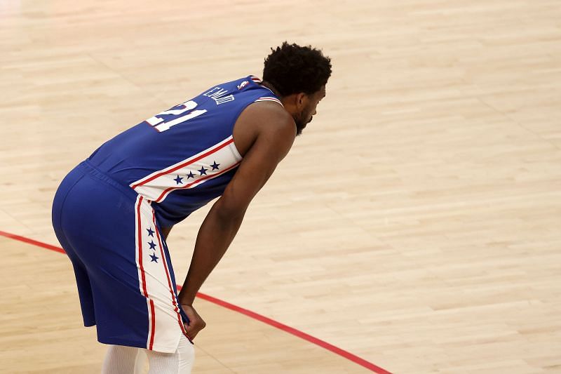 Joel Embiid of the Philadelphia 76ers in the 2021 NBA playoffs