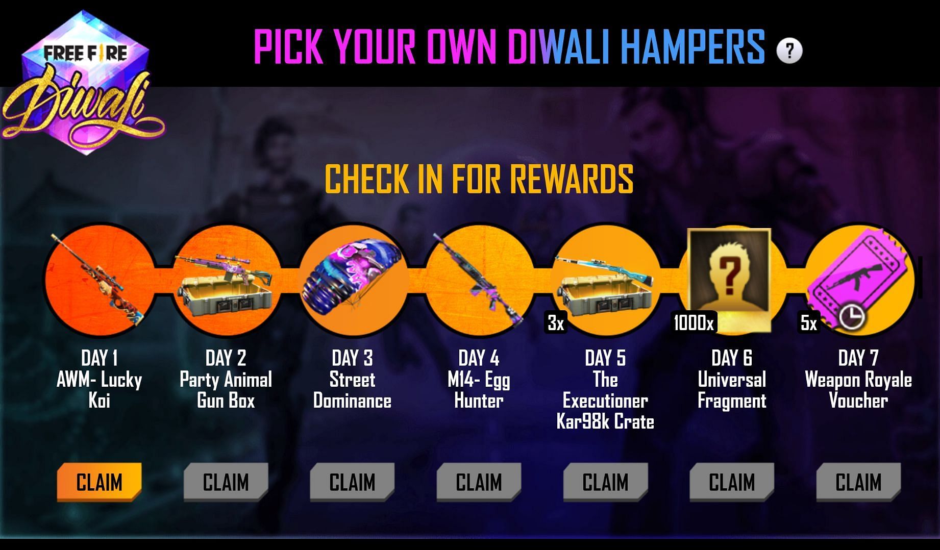 Log in daily to attain a free reward (Image via Free Fire)