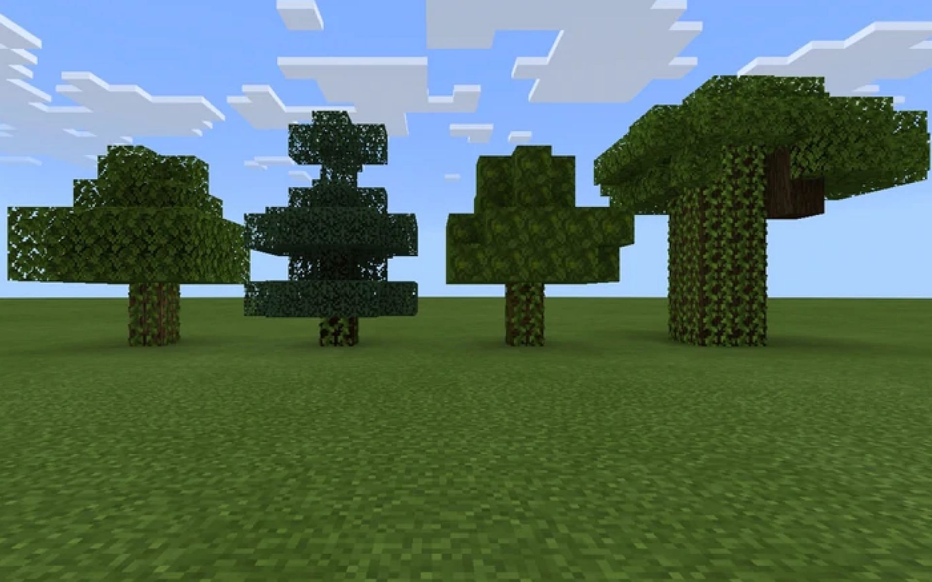 An image of dying trees in-game. Image via Minecraft.