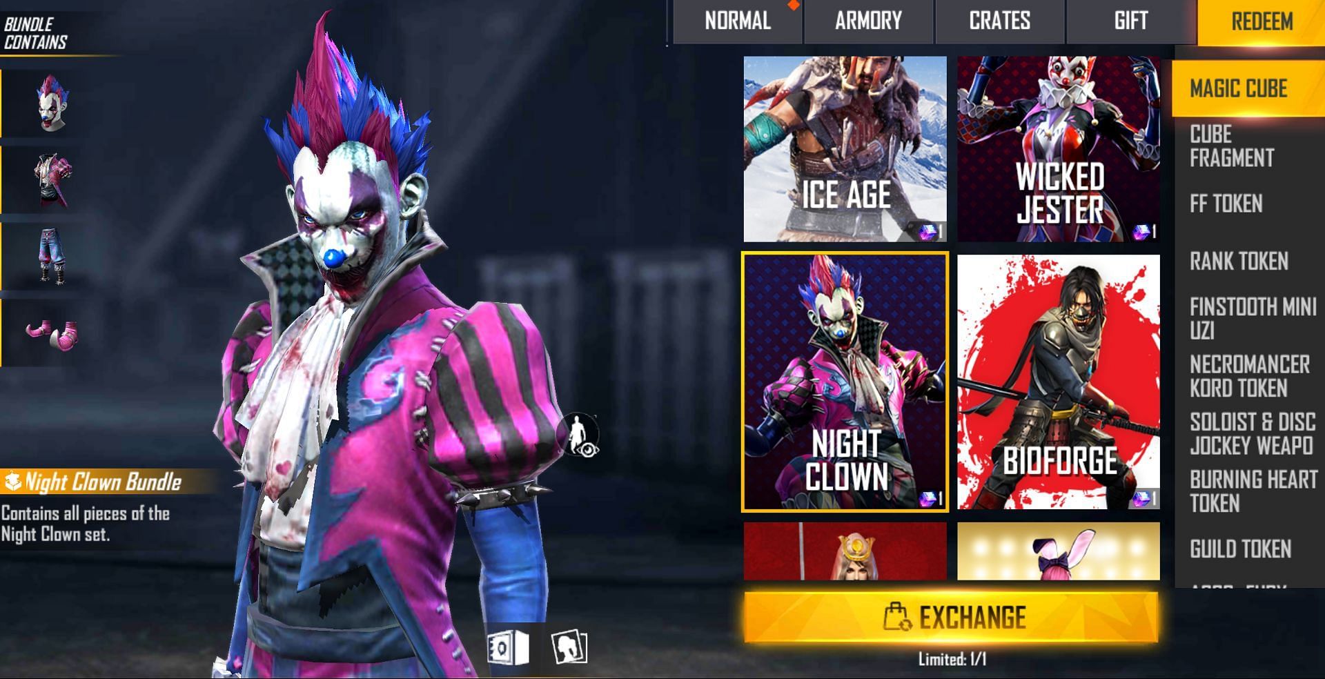 Night Clown Bundle (Image via Free Fire)
