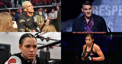 Charles Oliveira (top left); Dustin Poirier (top right); Amanda Nunes (bottom left); Julianna Pena (bottom right)