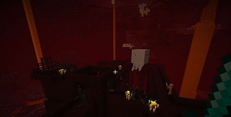 A very busy nether fortress (Image via Mojang)