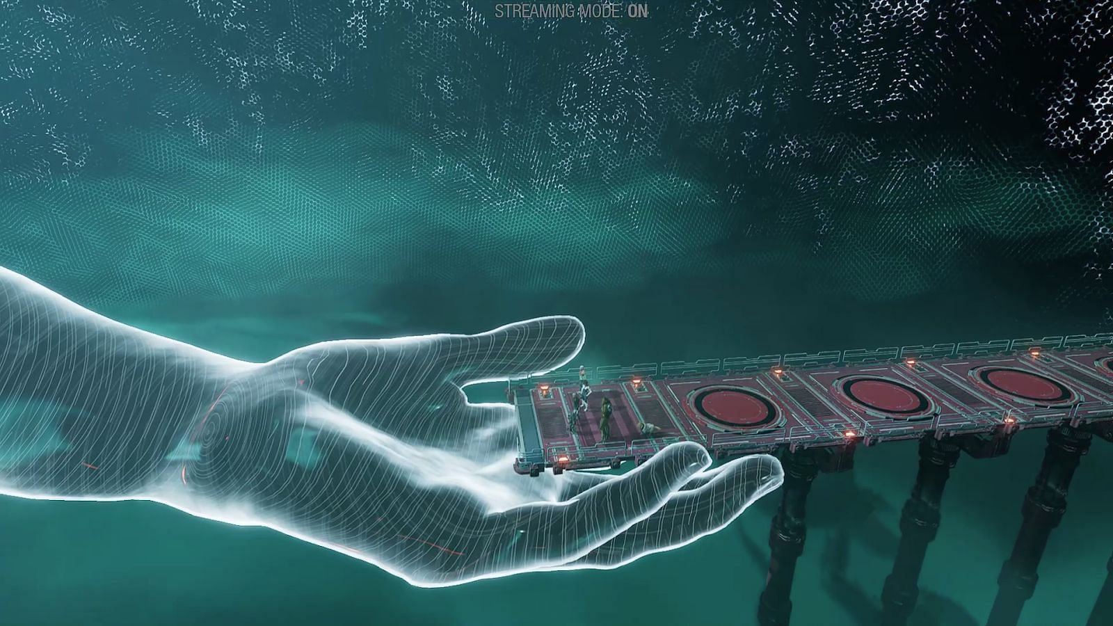 The Giant hand in the Continuum Cortex (Screenshot via Marvel&rsquo;s Guardians of the Galaxy)