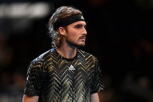 Stefanos Tsitsipas looks on during his first-round match at the Erste Bank Open