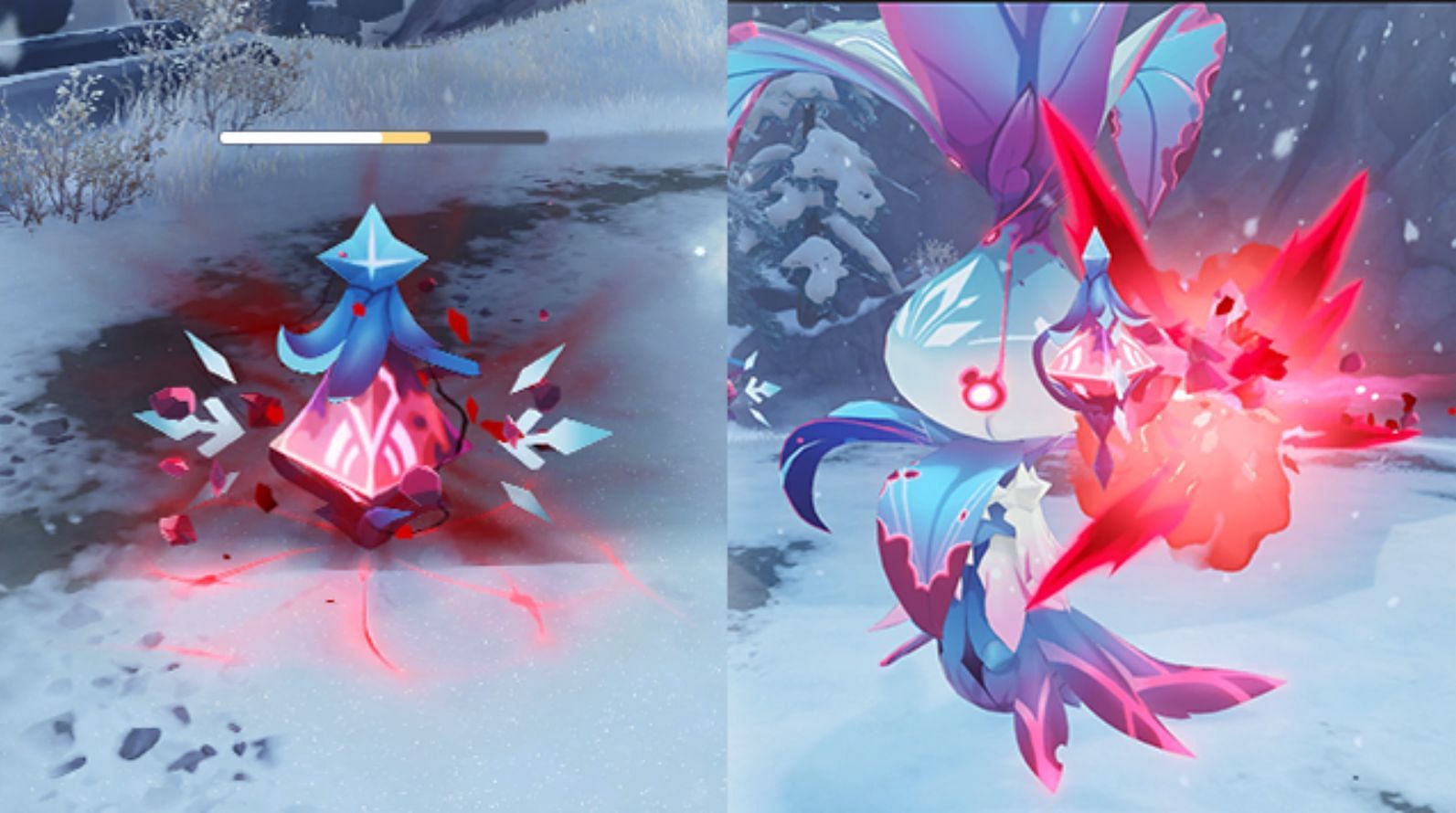 The Arcane Fruit is on the left, and the boss is on the right (Image via Honey Impact)