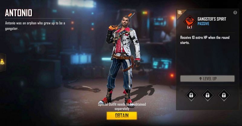 Users will start with 235 HP when they equip Antonio&#039;s ability at the highest level (Image via Free Fire)