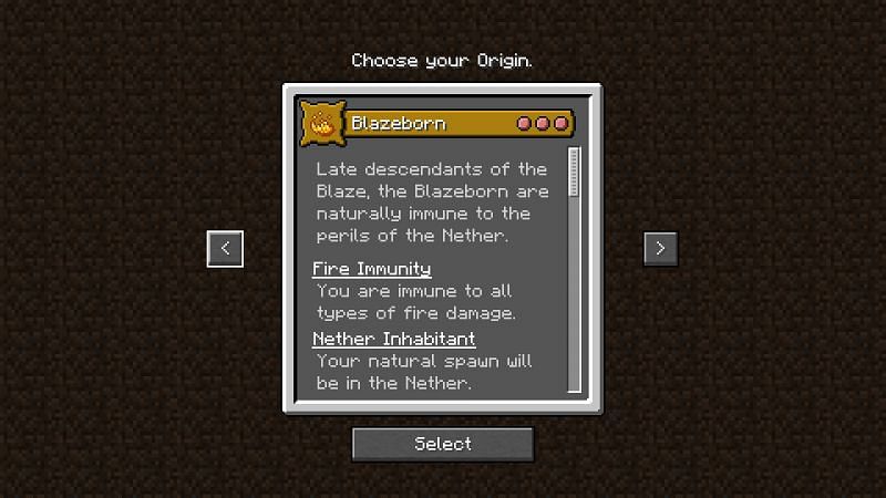Blazeborn origin (Image via Minecraft)