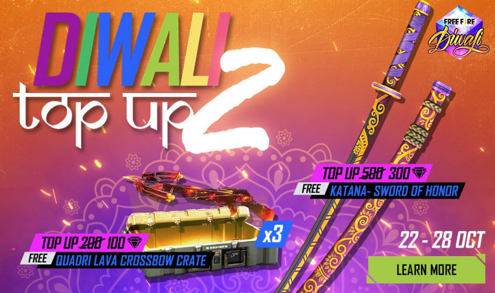 Diwali Top Up 2 will be available until 28 October (Image via Free Fire)
