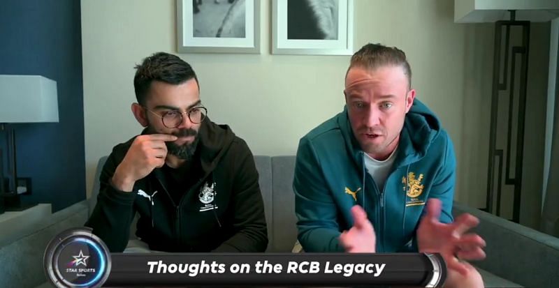 AB de Villiers(r) and Virat Kohli(l). (Image: Star Sports Twitter)