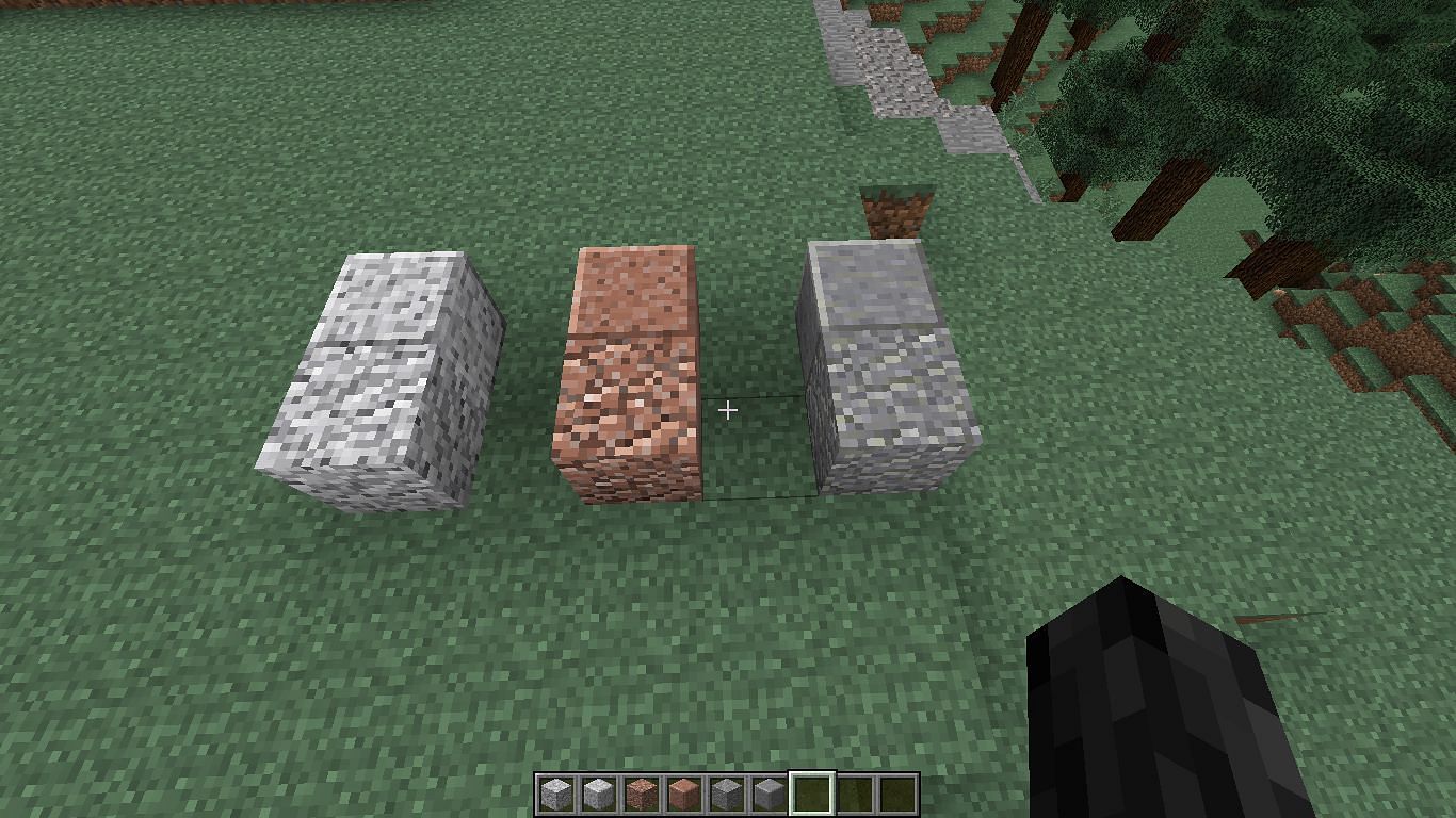 Diorite, Granite and Andesite (Image via Minecraft)