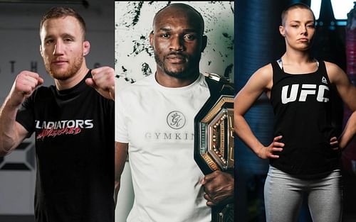 Justin Gaethje (left), Kamaru Usman (centre) and Rose Namajunas (right) [Image Credit: @justin_gaethje, @usman84kg & @rosenamajunas via Instagram]