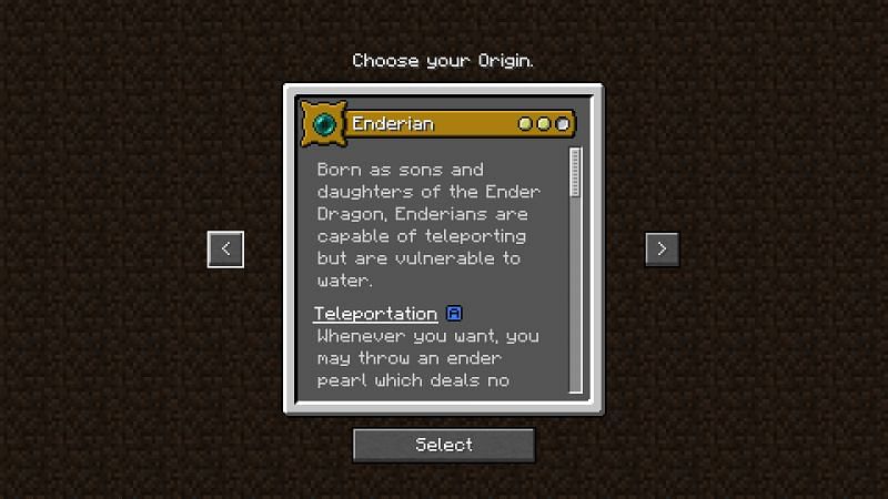 Enderian origin (Image via Minecraft)