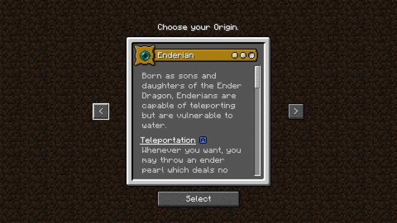 Enderian origin (Image via Minecraft)