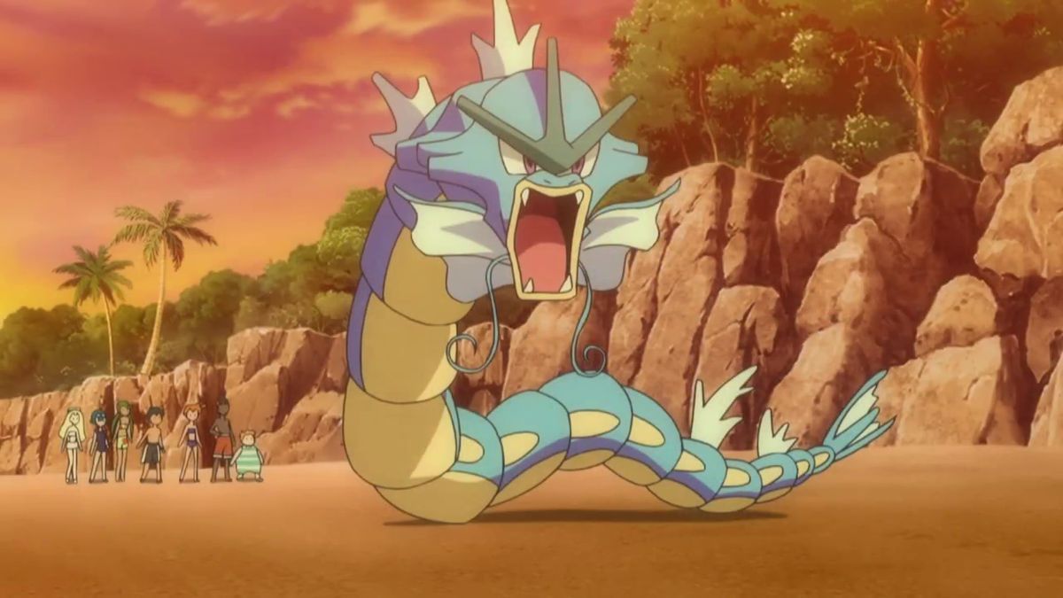 Misty&#039;s Gyarados in the anime. (Image via The Pokemon Company)