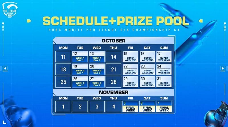 PMPL South East Asia Season 4 schedule (Image via PUBG Mobile