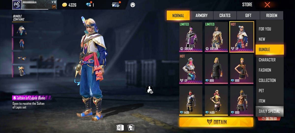 Sultanah of Cerulea Bundle in Free Fire (Image via Garena)