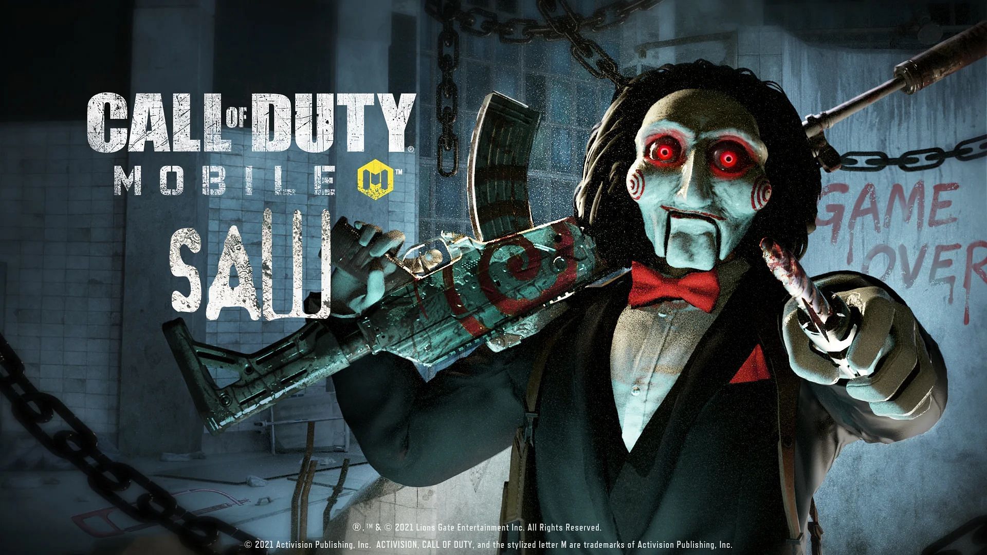 Billy the Puppet from the horror franchise SAW is now a COD Mobile operator thanks to a Halloween collaboration in the game (Image via Activision)