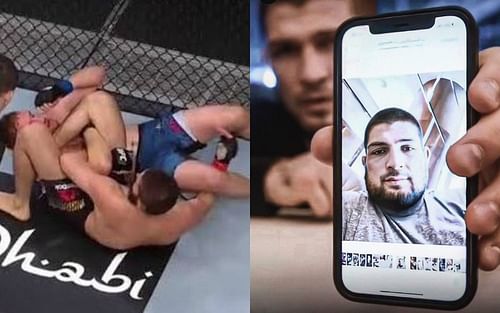 Justin Gaethje vs. Khabib Nurmagomedov (left) & Khabib Nurmagomedov with mumps (right) [Image Credits- @Riaz1Khokhar & @DrDavidAbbasi on Twitter ]