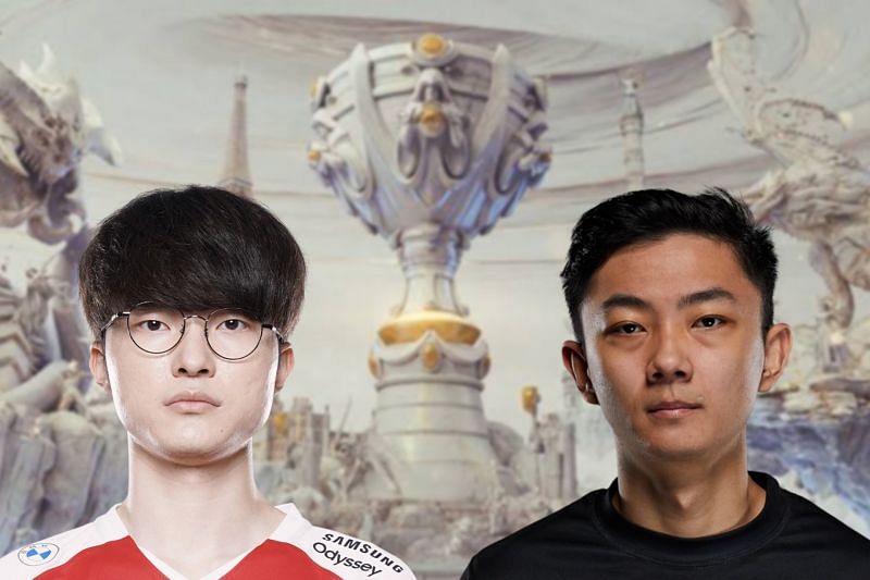 Faker will look to lead his team through Group B against a desperate 100T who need a win to stay in contention for the Knockout stage in the League of Legends Worlds tournament (Image via Sportskeeda)