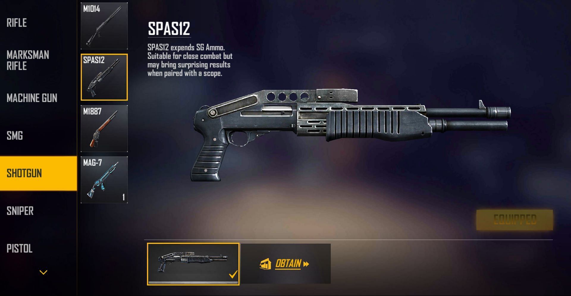 SPAS12 has the second highest damage in the game (Image via Free Fire)