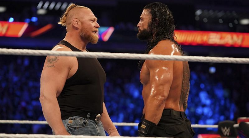 Brock Lesnar confronts Roman Reigns at SummerSlam 2021