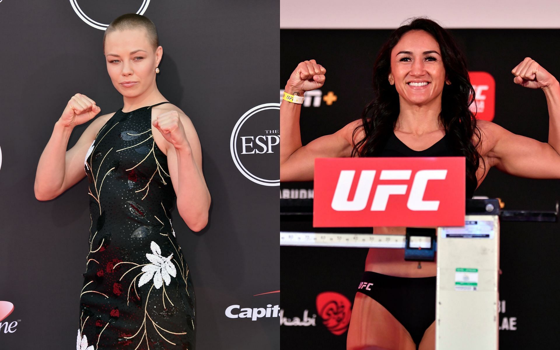 UFC women&#039;s strawweight superstars Rose Namajunas (left) and Carla Esparza (right)