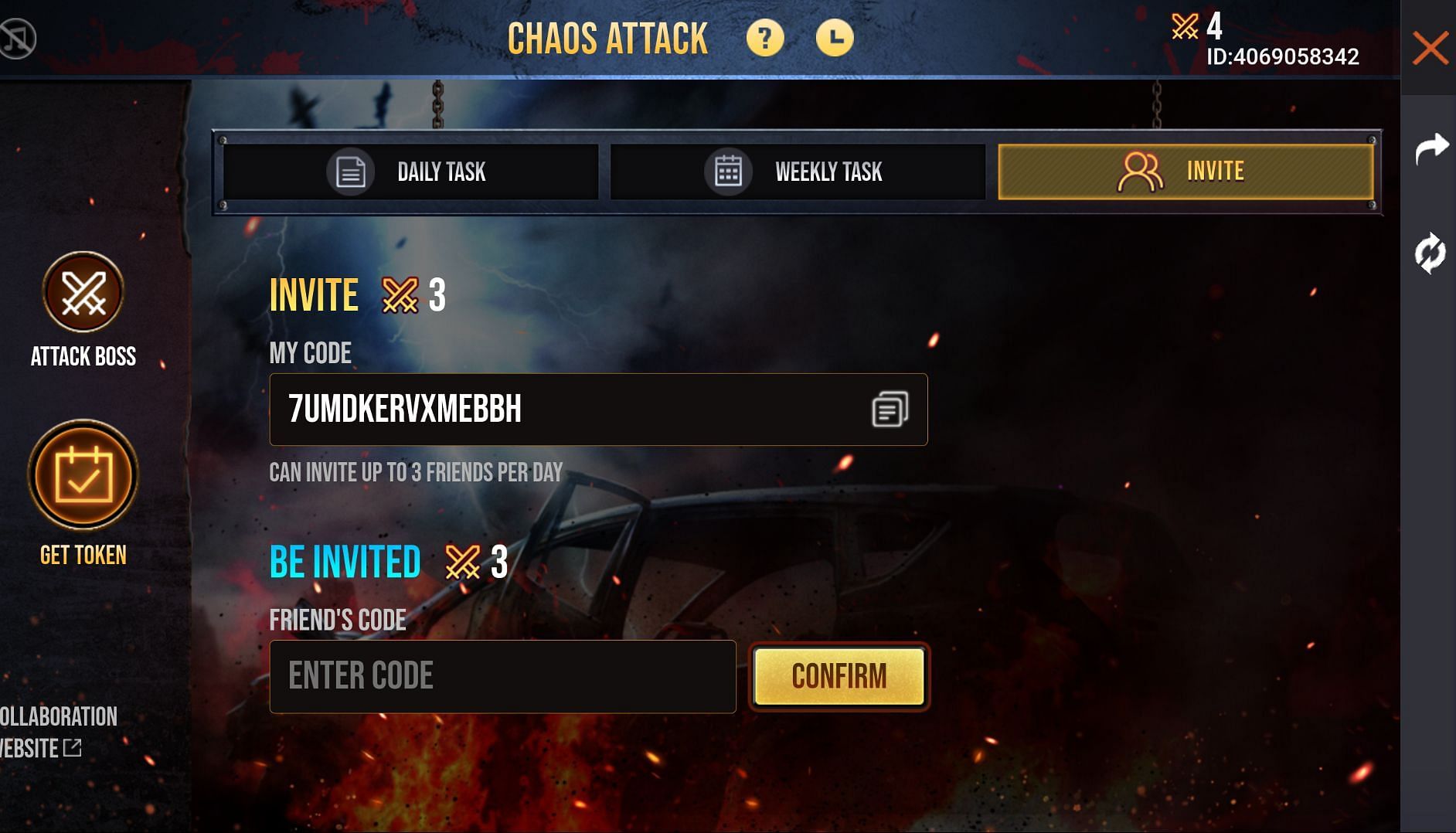 Individuals can also invite their friends and get the tokens (Image via Free Fire)