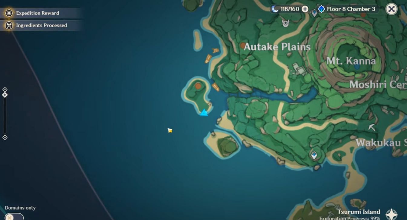 Location of the secret fishing spot on the map (Image via Genshin Impact)