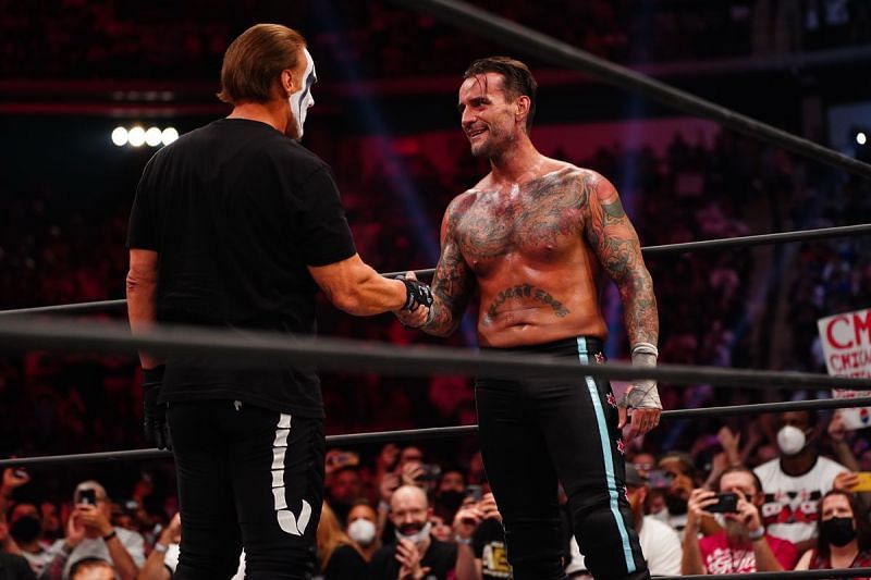 CM Punk (right) extended his winning run in AEW after beating Daniel Garcia.