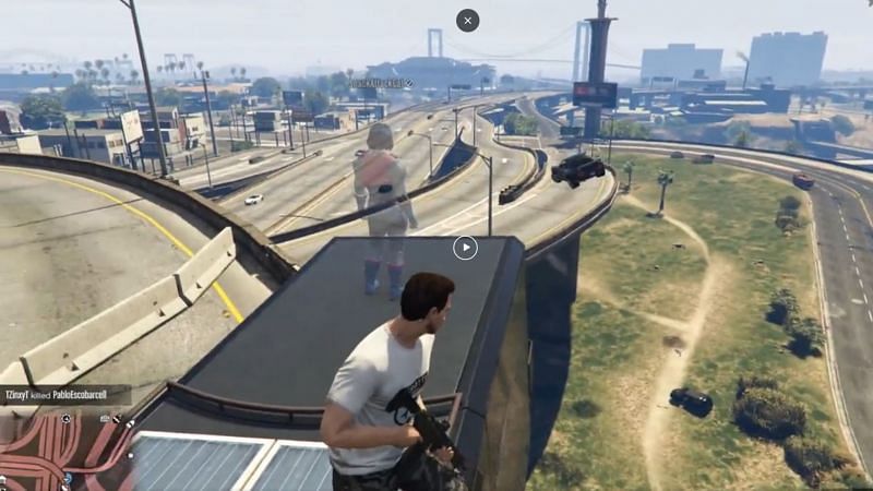 GTA Online Redditor makes NPCs perform a stunt jump (Source: Reddit)