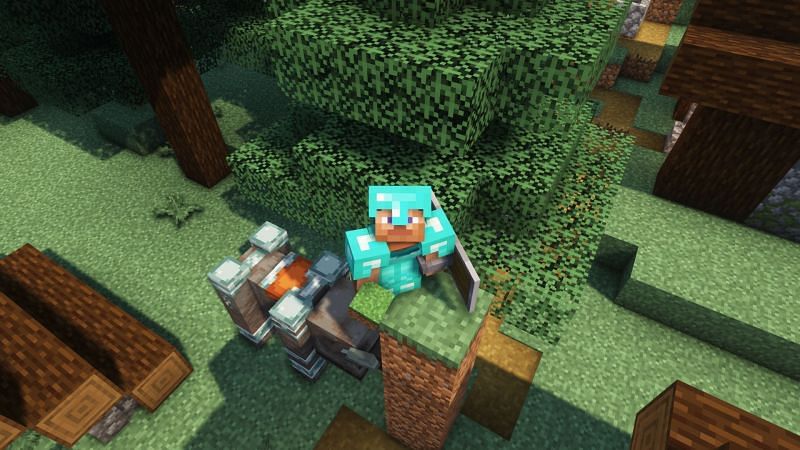 Players are safe if the ravager can not reach them (Image via Minecraft)