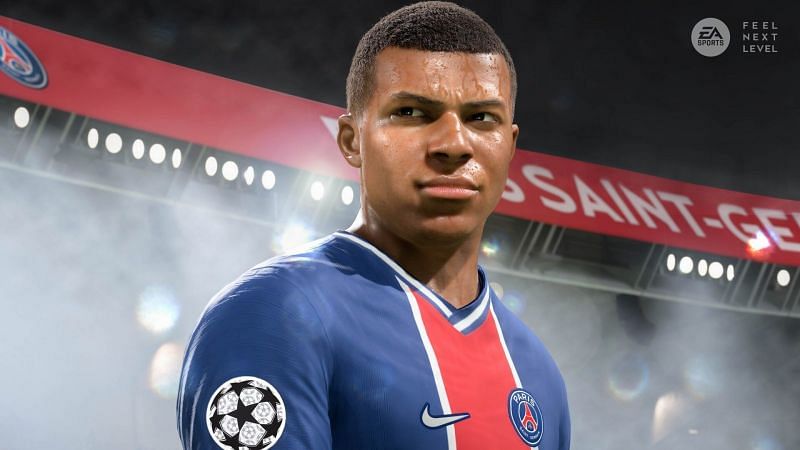 Kylian Mbappe&#039;s in-game facial features highlight FIFA 22&#039;s improved VFX animations (Image via EA Sports - FIFA 22)