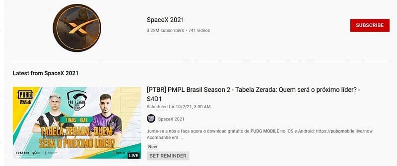 PUBG Mobile Esports renamed to SpaceX 2021 by hackers (Image via YouTube)