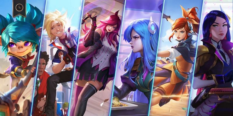 The six champions in their Battle Academia skins (Image via Riot Games)