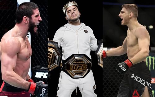 Islam Makhachev (left), Henry Cejudo (center), Dan Hooker (right) [Credits: @islam_makhachev, @henry_cejudo, @danhangman via Instagram]