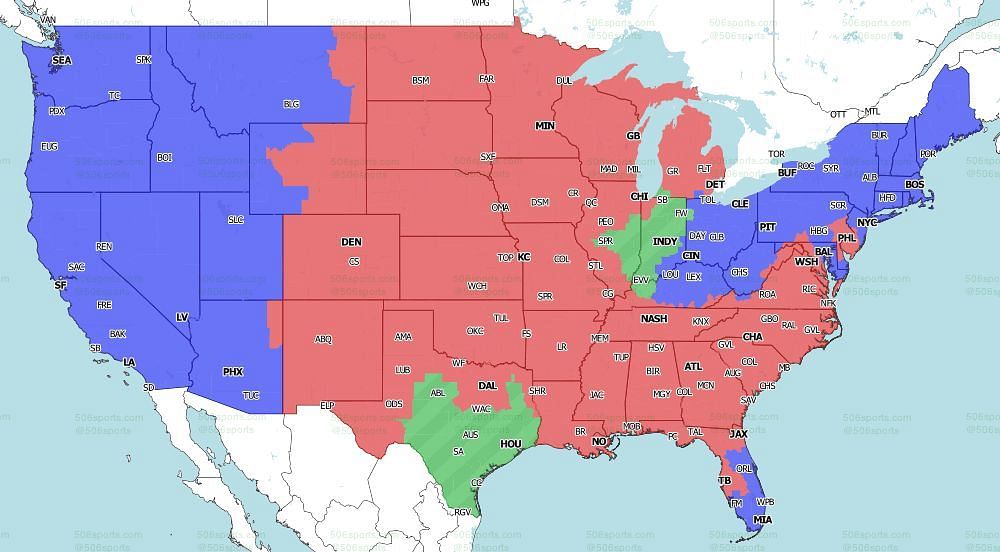 CBS Coverage Map for the early games of Week 6