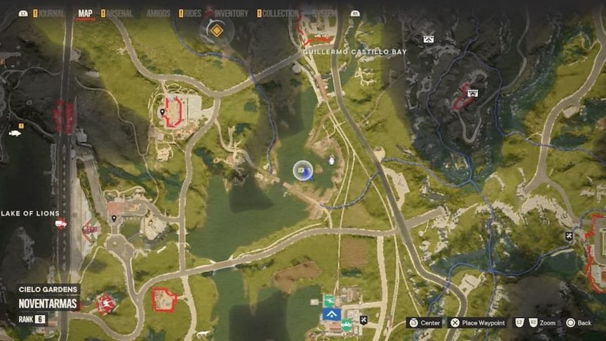 The Cielo Gardens Criptograma Chest location on the Far Cry 6 map. (Image via Ubisoft)