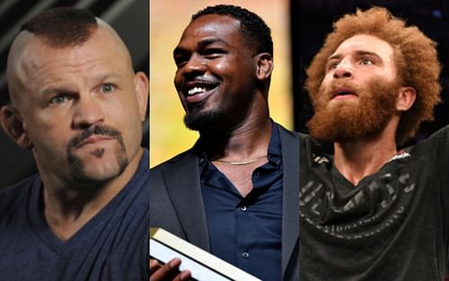 Chuck Liddell (left); Jon Jones (center); Luis Pena (right)