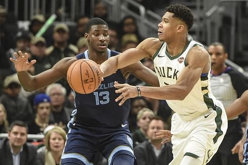 Milwaukee Bucks' Giannis Antetokounmpo in action vs the Memphis Grizzlies [Source: Grizzly Bear Blues]